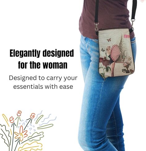 Marilyn Monroe Bag - Mini Crossbody Presh for Women ، حقيبة كتف من القماش خفيفة الوزن ، حقيبة يدوية صغيرة للأزياء ، 4.7 "× 6.6" ، المحافظ اللطيفة للنساء ، هدية عتيقة in Saudi Arabia