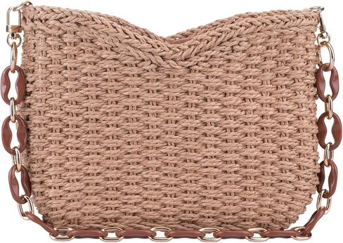 YYW Small Handmade Straw Bag for Women, Natural Summer Beach Shoulder Bag Rattan Crossbody Purse for Women in Kuwait