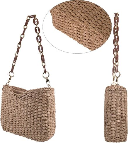 YYW Small Handmade Straw Bag for Women, Natural Summer Beach Shoulder Bag Rattan Crossbody Purse for Women in Kuwait