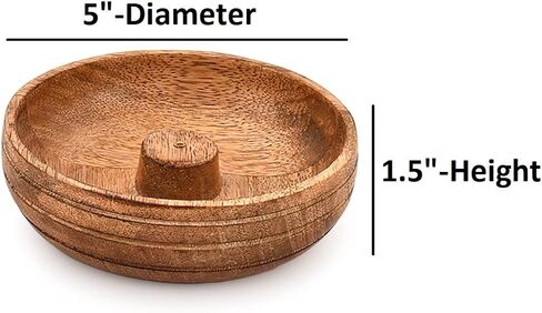 البخور Hoder Mango Wood Round Round Holder و Ash Catcher لديكور المنزل المثالي للتأمل ، حرق البخور (5 "× 5" × 1.5 ") in Saudi Arabia