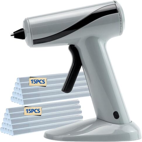 Hot Glue Gun Kit with 30 Hot Glue Sticks, Precision Nozzle, Fast Preheating Hot Melt Glue Gun Full Size for School Crafts DIY Art Decorations Quick Home Repairs - White in Kuwait