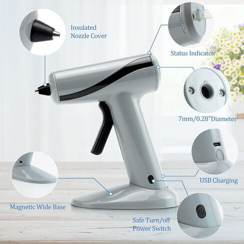 Hot Glue Gun Kit with 30 Hot Glue Sticks, Precision Nozzle, Fast Preheating Hot Melt Glue Gun Full Size for School Crafts DIY Art Decorations Quick Home Repairs - White in Kuwait