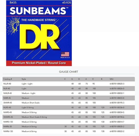 DR Strings SUNBEAM Nickel Plated 5-String Bass Strings Lite (40-120) in Kuwait