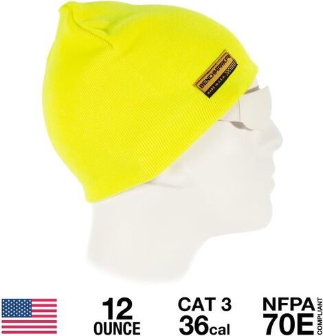 BENCHMARK FR Flame Resistant Skull Cap, Made in The USA - One Size (Black, HiVis) in Saudi Arabia