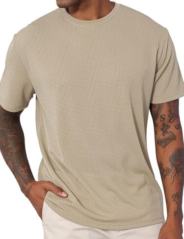 Men's T-Shirts Casual Knit Short Sleeve Crewneck Shirts Crewneck Shirts Knitted Pullover Tees in Kuwait