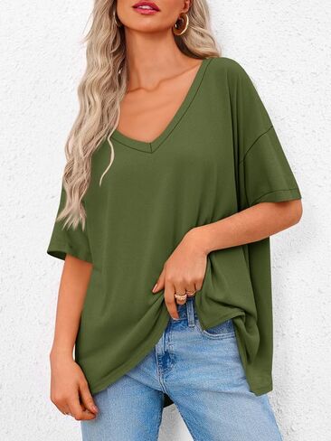 Tankaneo Womens Exgerize Tshirts v الرقبة القصيرة الأكمام قمم الصيف غير الرسمي فضفاضة قمصان Tye Tye in Saudi Arabia