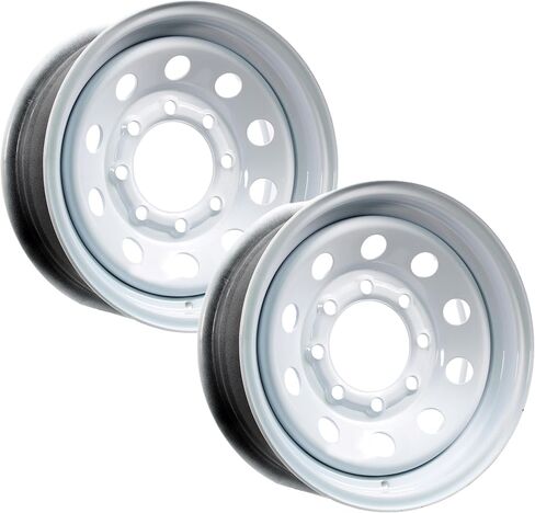 eCustomrim 2-Pack Heavy Duty Equipment Trailer Rims Wheels 16" 16X6 8 Lug White Modular in Saudi Arabia