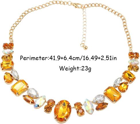 Chargances Charm Blue Full Rhinestone Necklace Sparkle Geometric Crystal Choker Luxurious Statement Short Neck Chunky Chain Collar for Women in Saudi Arabia