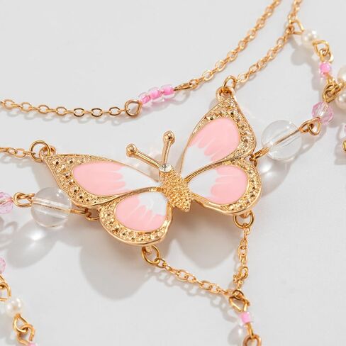 WCRAZYE Fairy Butterfly Pendant Necklace for Y2K Charm Heart Butterfly Tassel Necklace Women Bohemian Costume Jewelry in Saudi Arabia