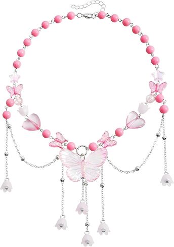 Wcrazye Fairy Butterfly Prendant Necklace for Y2K Charm Heart Butterfly Detsel Netclace Women Bohemian Assume Jewelry in Saudi Arabia
