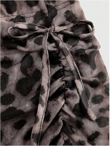 Milumia Women Leopard Print Ruched Tie Side Side Skirt Meesh Mesh Midi Virts in Saudi Arabia