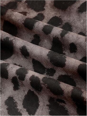 Milumia Women Leopard Print Ruched Tie Side Side Skirt Meesh Mesh Midi Virts in Saudi Arabia