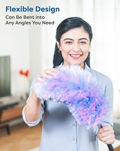 Feather Duster Kit with 5.6ft Extension Pole, 4 Dusting Brush for Cleaning Home Wall Ceiling Fan Cobweb, Microfiber Static Washable Dusters, Black Dark Gray in Kuwait