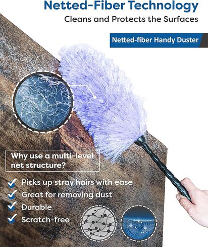 Feather Duster Kit with 5.6ft Extension Pole, 4 Dusting Brush for Cleaning Home Wall Ceiling Fan Cobweb, Microfiber Static Washable Dusters, Black Dark Gray in Kuwait
