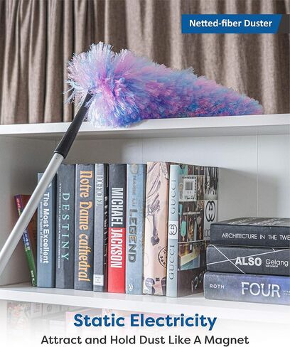 Feather Duster Kit with 5.6ft Extension Pole, 4 Dusting Brush for Cleaning Home Wall Ceiling Fan Cobweb, Microfiber Static Washable Dusters, Black Dark Gray in Kuwait