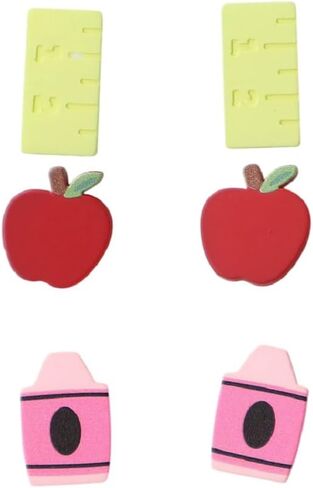 أقراط معلم معلمين لامعة تتلألأ ABC Pencil Paint Palette Crayon Stud أقراط تعيد التخرج مرة أخرى إلى هدايا المدار in Kuwait