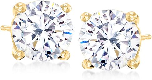 Ross-Simons Round CZ Stud Earrings in 14kt Yellow Gold in Saudi Arabia
