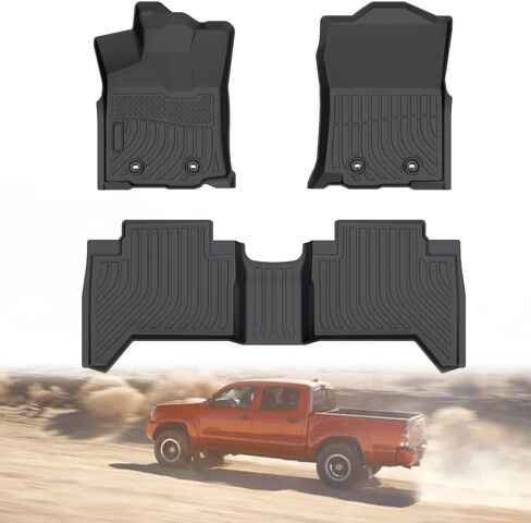 Floor Mats Fit Toyota Tacoma 2016-2023 (Only for Double Cab and Automatic), TPE All Weather Custom Fit Floor Liner for Toyota Tacoma 1st and 2nd Row Full Set Car Liners, Black in Saudi Arabia