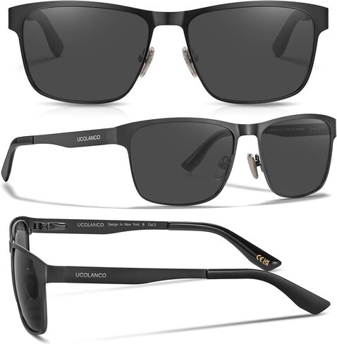 Metal Frame Sunglasses for Men Polarized UV400 with Case,Spring Flexible Hinge For Driving Fishing Hiking Golf in Saudi Arabia