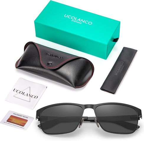 Metal Frame Sunglasses for Men Polarized UV400 with Case,Spring Flexible Hinge For Driving Fishing Hiking Golf in Saudi Arabia