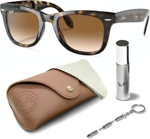Ray-Ban RB4105 Wayfarer قابلة للطي الكلاسيكية مربع النظارات الشمسية مع حزمة مجموعة النظارات الرسمية in Saudi Arabia