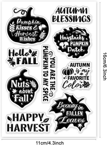 GLOBLELAND Autumn Silicone Clear Stamps Fall Pumpkin Scarecrow Maple Leaf Transparent Stamp Seals for Card Making DIY Scrapbooking Journaling Decoration 11x16cm/4.3x6.3in in Saudi Arabia