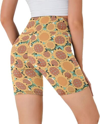 Women Workout Yoga Shorts 8" High Waist Biker Shorts Tummy Control Booty Athletic Running Compression Short XS-3XL in Kuwait