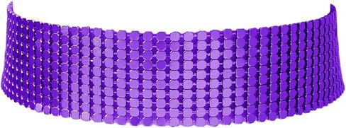 COLORFUL BLING Punk Wide Mesh Metal Sequins Choker Necklace Multicolor Shiny Thick Rhinestone Short Collar Choker for Women Prom Party Costume Jewelry in Saudi Arabia
