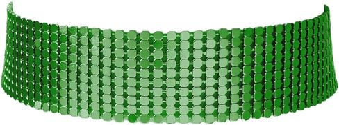 COLORFUL BLING Punk Wide Mesh Metal Sequins Choker Necklace Multicolor Shiny Thick Rhinestone Short Collar Choker for Women Prom Party Costume Jewelry in Saudi Arabia