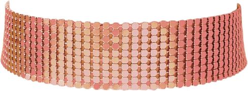 COLORFUL BLING Punk Wide Mesh Metal Sequins Choker Necklace Multicolor Shiny Thick Rhinestone Short Collar Choker for Women Prom Party Costume Jewelry in Saudi Arabia