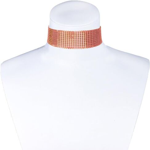 COLORFUL BLING Punk Wide Mesh Metal Sequins Choker Necklace Multicolor Shiny Thick Rhinestone Short Collar Choker for Women Prom Party Costume Jewelry in Saudi Arabia