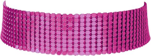 COLORFUL BLING Punk Wide Mesh Metal Sequins Choker Necklace Multicolor Shiny Thick Rhinestone Short Collar Choker for Women Prom Party Costume Jewelry in Saudi Arabia