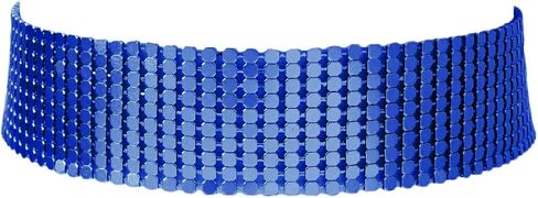 COLORFUL BLING Punk Wide Mesh Metal Sequins Choker Necklace Multicolor Shiny Thick Rhinestone Short Collar Choker for Women Prom Party Costume Jewelry in Saudi Arabia