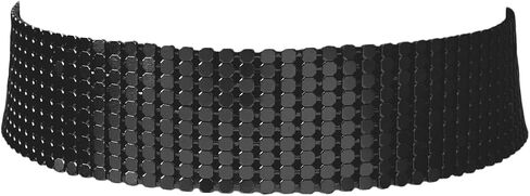 COLORFUL BLING Punk Wide Mesh Metal Sequins Choker Necklace Multicolor Shiny Thick Rhinestone Short Collar Choker for Women Prom Party Costume Jewelry in Saudi Arabia