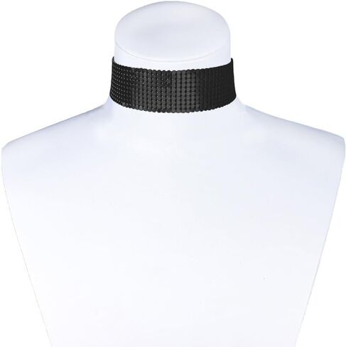 COLORFUL BLING Punk Wide Mesh Metal Sequins Choker Necklace Multicolor Shiny Thick Rhinestone Short Collar Choker for Women Prom Party Costume Jewelry in Saudi Arabia