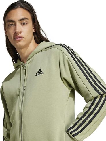 adidas Men's Essentials Fleece 3-Stripes Full-Zip Hoodie, Black, 4X-Large in Saudi Arabia