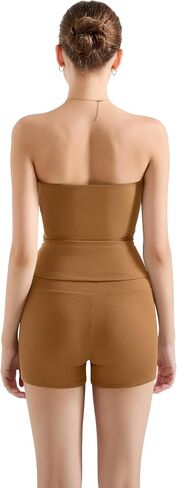 Suuksess Women 2 قطعة Tube Top Lounge Sets Modal Out Shorts Set Set Set Set Set Matching Outfit in Kuwait