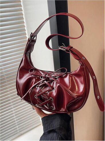 Verdusa Women's Vintage Lace Up Leather Bags Top Handle Crescent Shoulder Handbags in Saudi Arabia