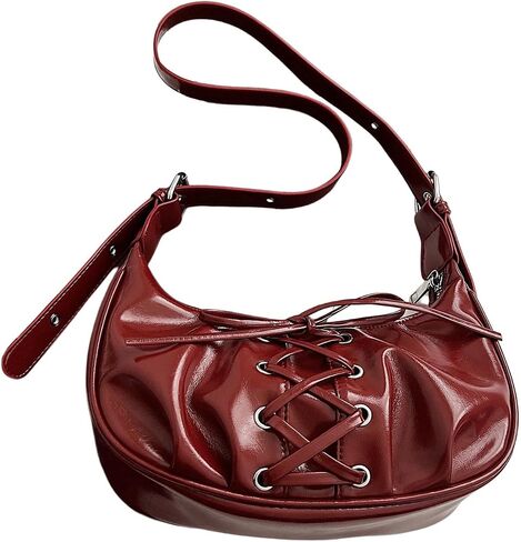 Verdusa Women's Vintage Lace Up Leather Bags Top Handle Crescent Shoulder Handbags in Saudi Arabia