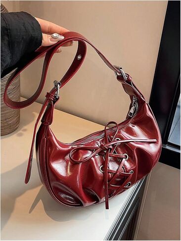 Verdusa Women's Vintage Lace Up Leather Bags Top Handle Crescent Shoulder Handbags in Saudi Arabia