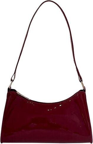 COZYEASE Women's Shiny Patent Leather Shoulder Bag Zipper Top Handle Purse Handbags Trendy Evening Bag in Saudi Arabia
