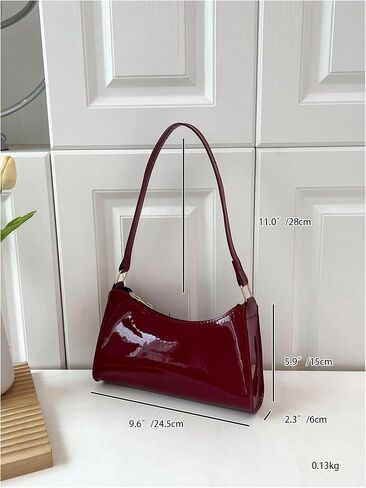 COZYEASE Women's Shiny Patent Leather Shoulder Bag Zipper Top Handle Purse Handbags Trendy Evening Bag in Saudi Arabia