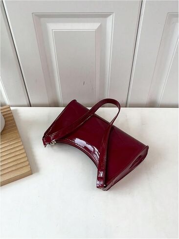 COZYEASE Women's Shiny Patent Leather Shoulder Bag Zipper Top Handle Purse Handbags Trendy Evening Bag in Saudi Arabia