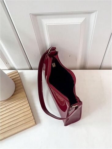 COZYEASE Women's Shiny Patent Leather Shoulder Bag Zipper Top Handle Purse Handbags Trendy Evening Bag in Saudi Arabia