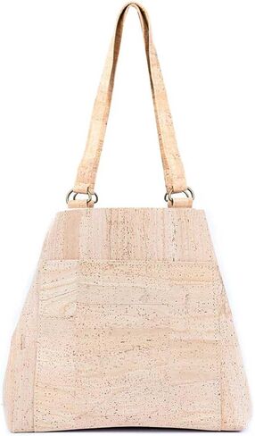 Cork Shoulder Tote Bag for Women, Natural Cork Material, 11L x 10H x 3.5D inches, Light Beige in Saudi Arabia
