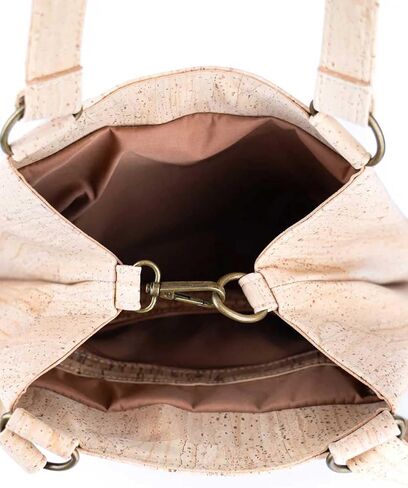 Cork Shoulder Tote Bag for Women, Natural Cork Material, 11L x 10H x 3.5D inches, Light Beige in Saudi Arabia
