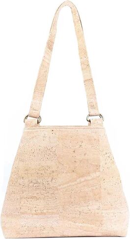 Cork Shoulder Tote Bag for Women, Natural Cork Material, 11L x 10H x 3.5D inches, Light Beige in Saudi Arabia