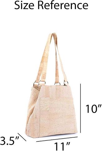 Cork Shoulder Tote Bag for Women, Natural Cork Material, 11L x 10H x 3.5D inches, Light Beige in Saudi Arabia
