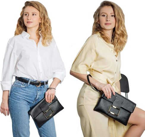 Italian Genuine Leather Wristlet Crossbody Shoulder Bag Clutch Handbag For Women in Saudi Arabia