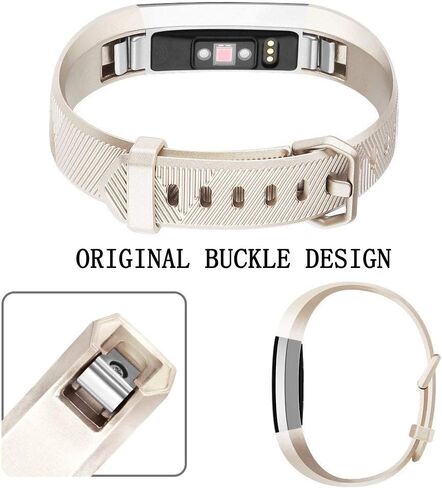 Tobfit Pack 2 Sport Bands Compatible with Fitbit Alta Bands/Alta HR/Ace, Soft TPU Replacement Wristbands with Metal Secure Buckle for Women Men (Black/Black, Large) in Kuwait